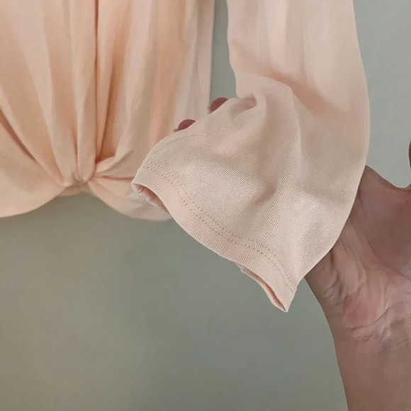 Pure Jill Womens Peach Parfait Blouse Medium Soft Knot Top Long Sleeve NWT - Picture 4 of 11